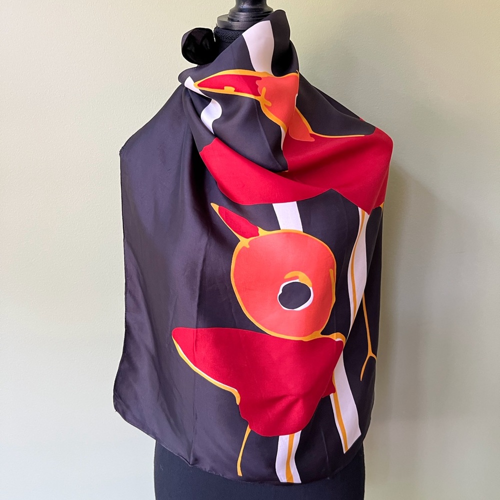 Olivia Rosselli Roma Vintage 70’s Graphic Abstract Birds Scarf